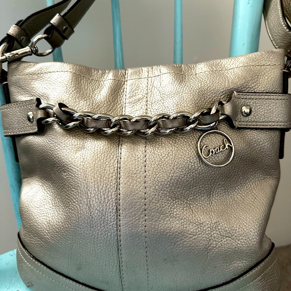 Coach Blossom Bronze Pebble Leather Shoulder Bag, style #F19722